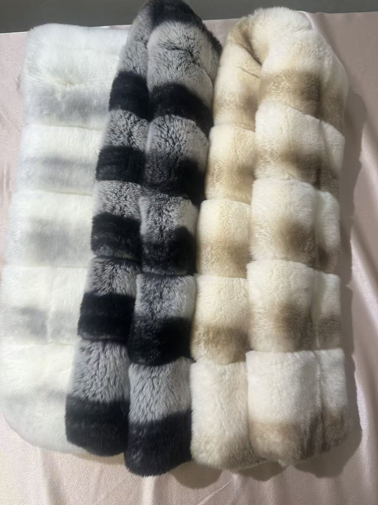Lujosa bufanda de piel de invierno, suave, afelpada, con rayas, calentador de cuello para mujer