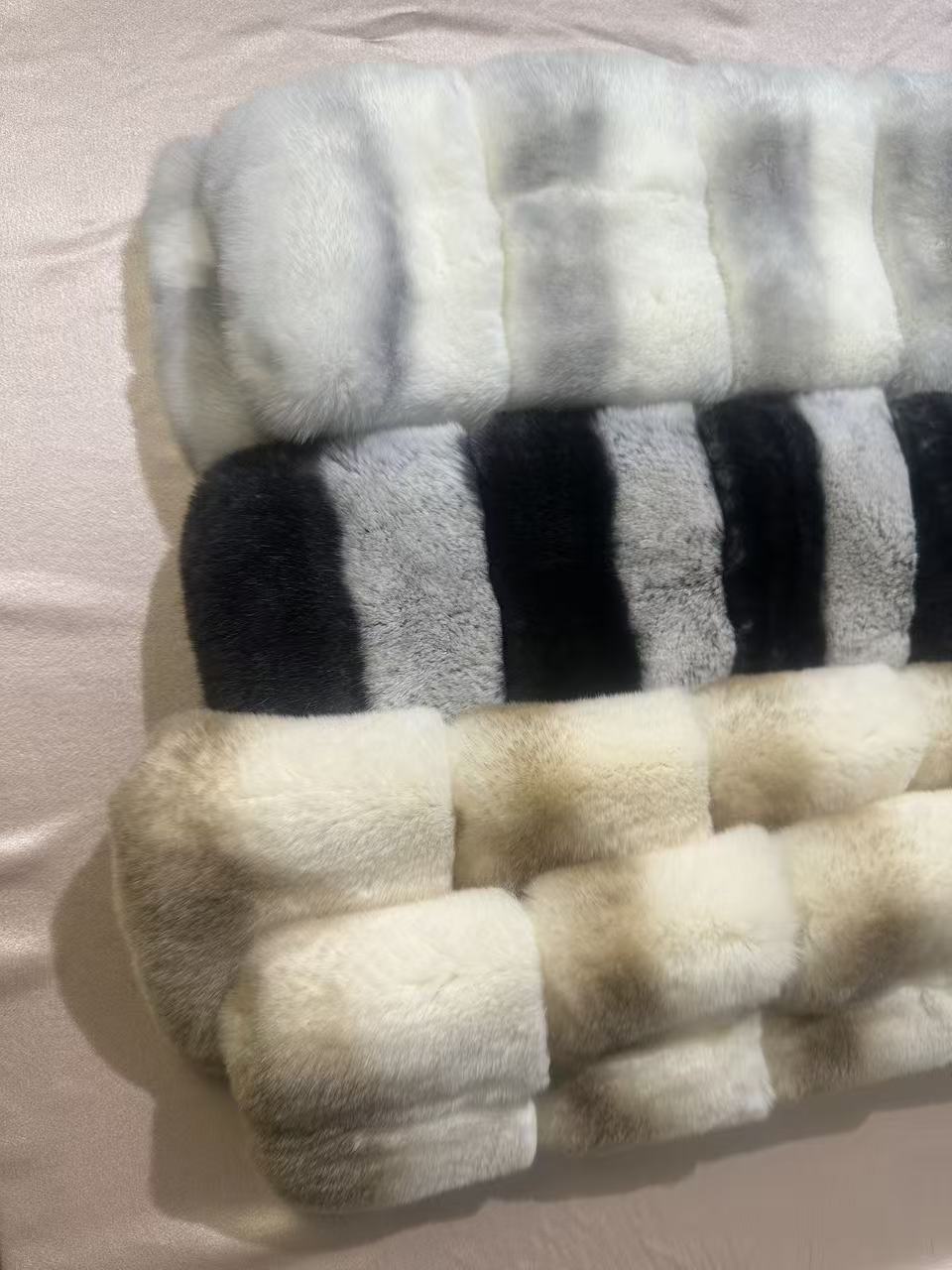 Lujosa bufanda de piel de invierno, suave, afelpada, con rayas, calentador de cuello para mujer