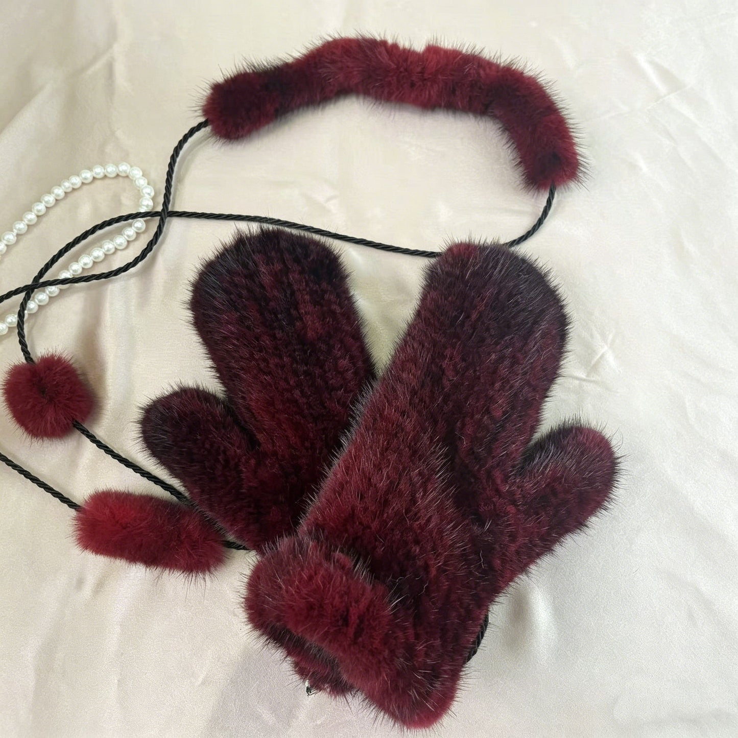 New Women  Genuine Knitted Mink Fur Mittens Winter Warm Lady  Mink Fur Fashion Lady Gloves Handmade Knit Fur Mitten