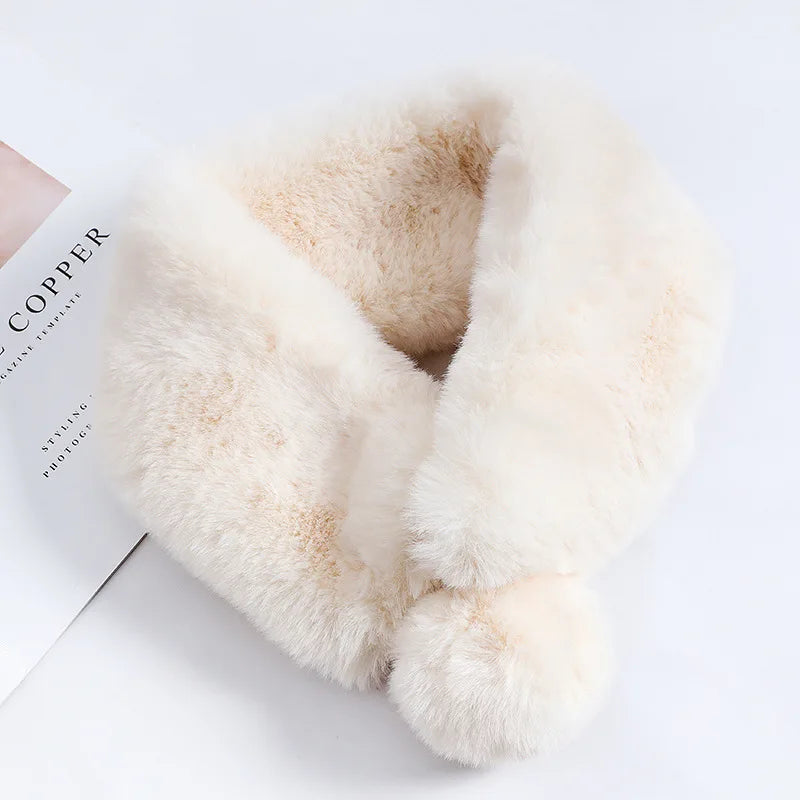 Warm Furry Scarf Da Vinci Code Story New 2025 Shanghai Autumn Winter Plush Rabbit Fur Simulation Neck Warmer for Women