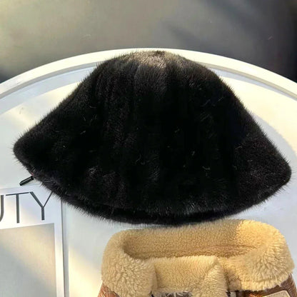 Sombreros de invierno para mujer de nuevo estilo, de piel de visón, gorros de cubo, gorro de visón natural cálido, gorra de piel de visón auténtica a la moda para exteriores