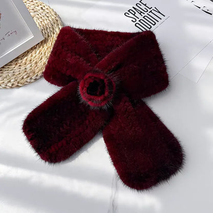 Bufandas de visón genuino cálido, bufanda de piel de invierno para mujer, bufanda de piel de visón tejida a mano, pañuelo de piel de moda