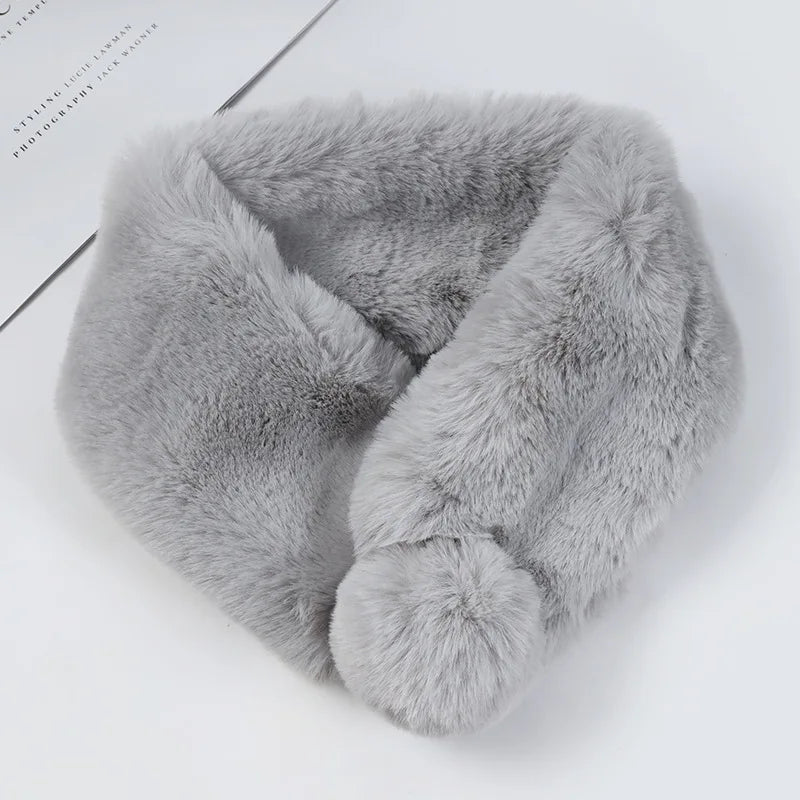 Warm Furry Scarf Da Vinci Code Story New 2025 Shanghai Autumn Winter Plush Rabbit Fur Simulation Neck Warmer for Women