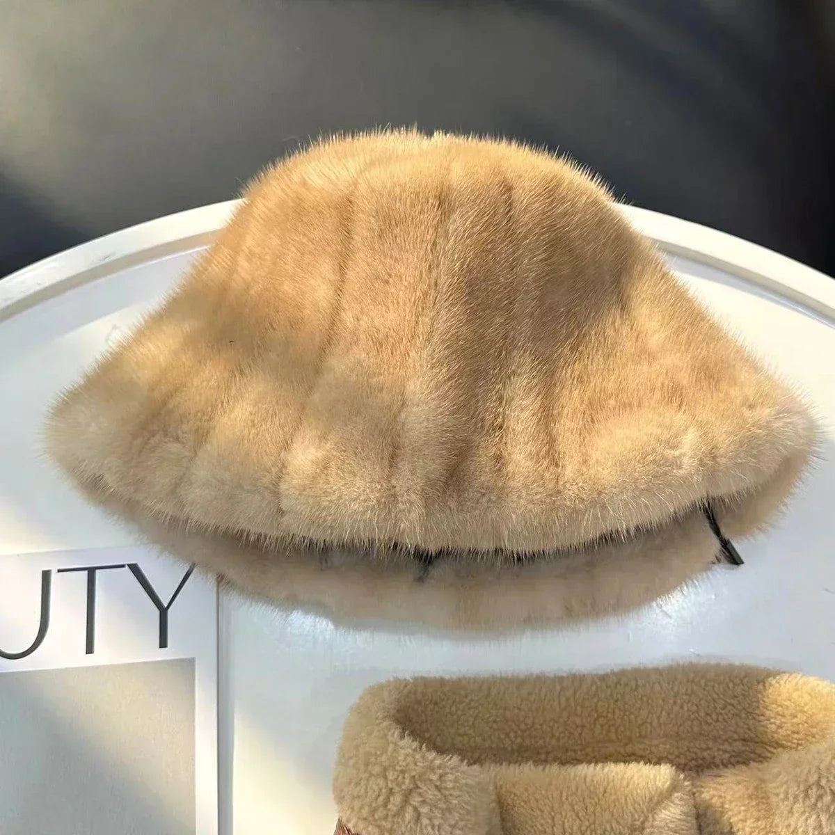 Sombreros de invierno para mujer de nuevo estilo, de piel de visón, gorros de cubo, gorro de visón natural cálido, gorra de piel de visón auténtica a la moda para exteriores