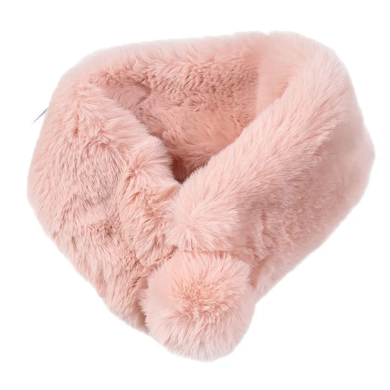 Warm Furry Scarf Da Vinci Code Story New 2025 Shanghai Autumn Winter Plush Rabbit Fur Simulation Neck Warmer for Women
